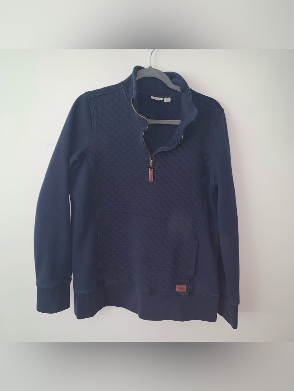 L.L. Bean Quilted Navy Half-Zip Pullover